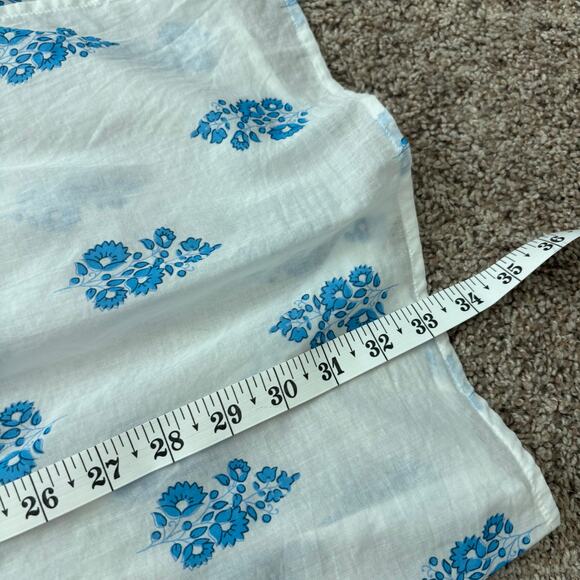 J Crew Women’s White Blue Printed Midlength Sarong Cover-up Sz L Beachy - Picture 5 of 8